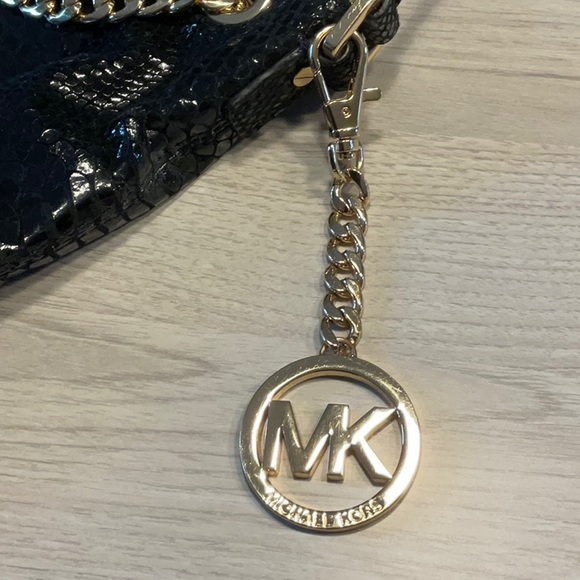 Michael Kors Black Patent Leather Crocodile Purse Handbag - Picture 4 of 16